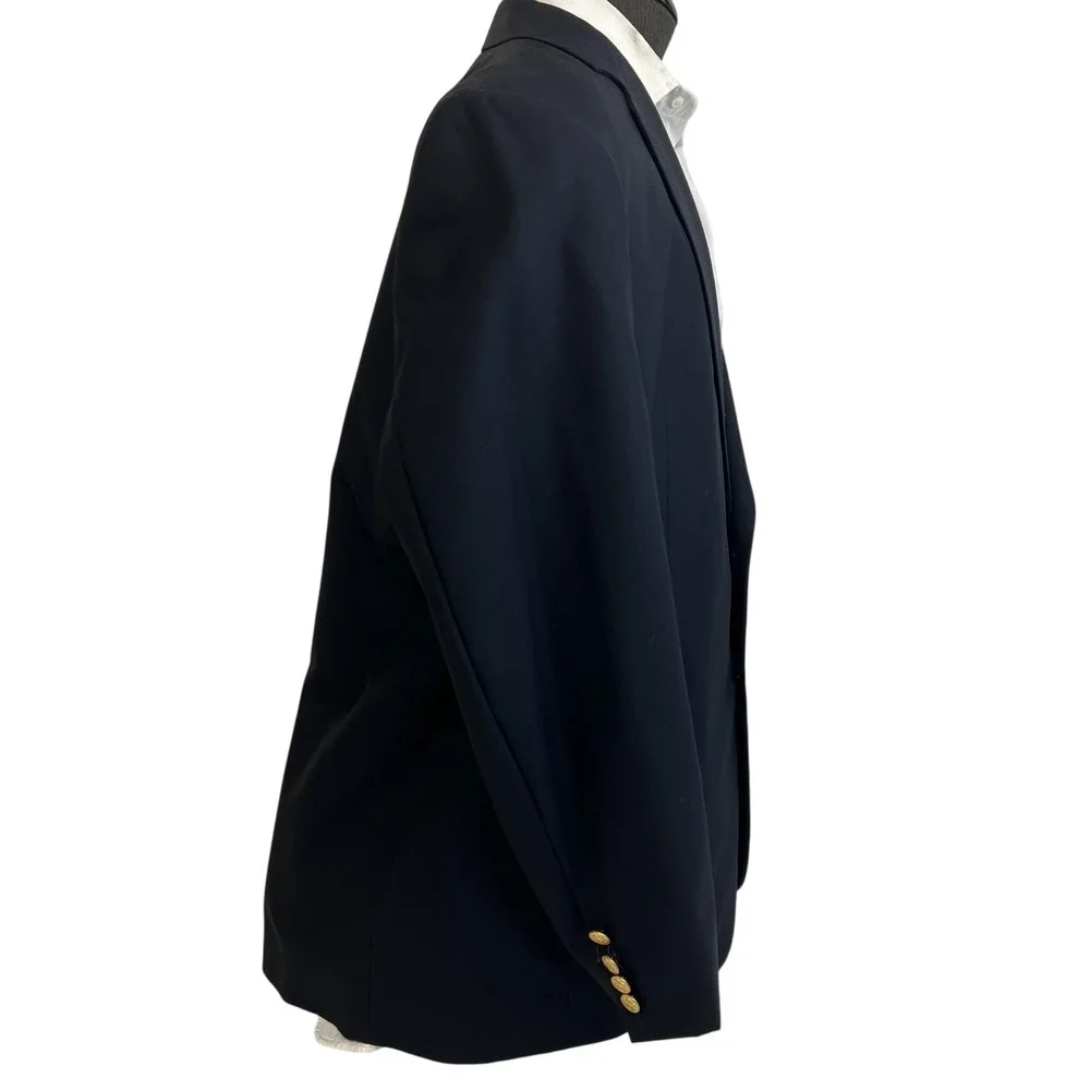 Brooks Brothers Blazer Mens 45R Black Wool 1818 Madison Loro Piana Gold‎ Buttons